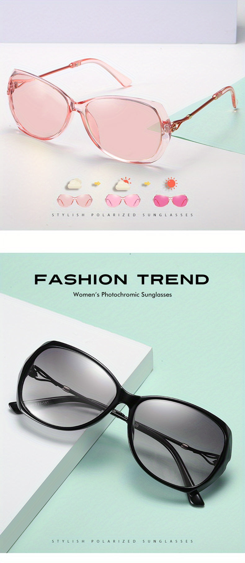 Fashion Design HD Photochromic Sunglasses For Women Polarized Glasses Driving Travel Oversized Ultralight Luxury Ladies Eyewear best gifts for Mother's Day