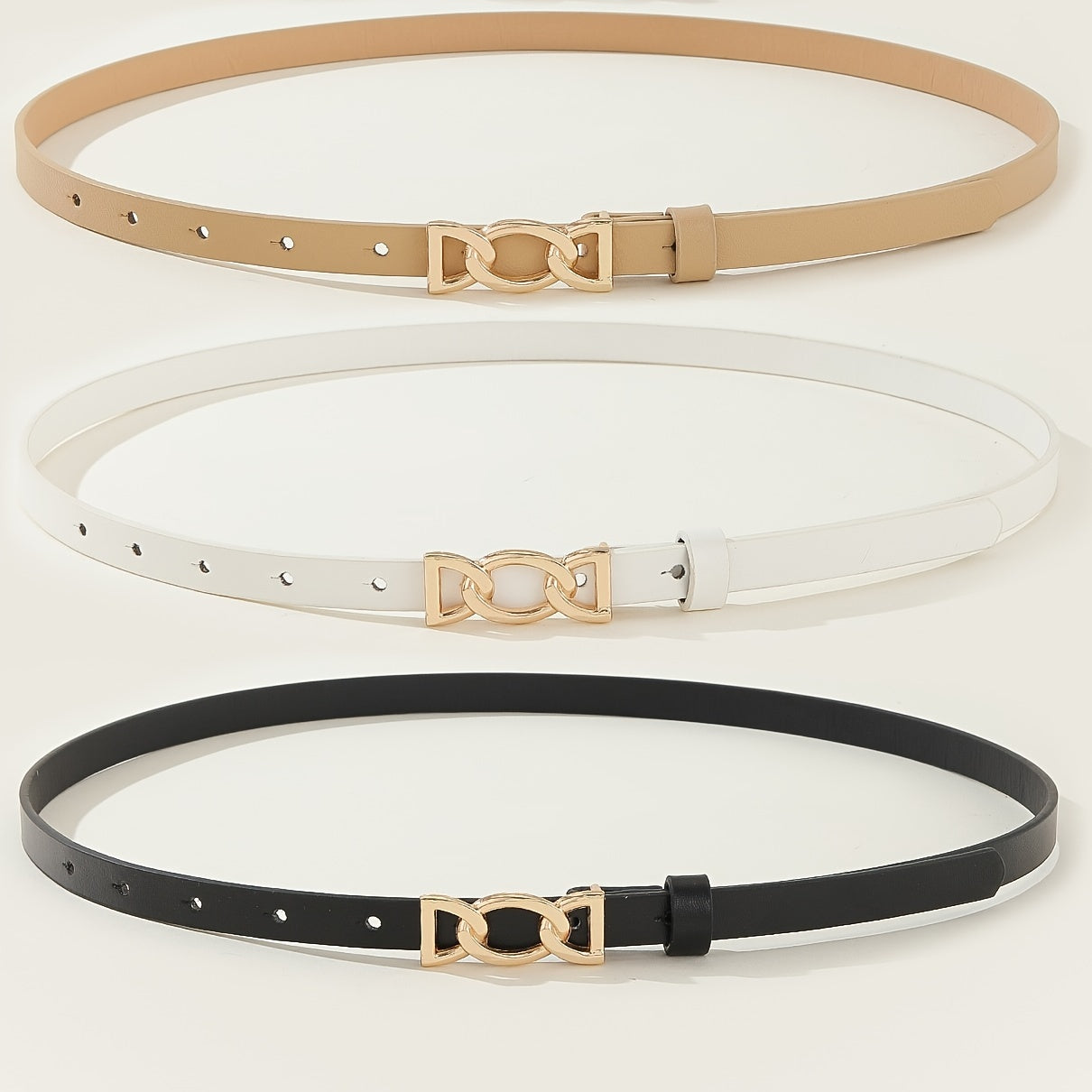 4pcs PU Leather Belts For Women Skinny Waist Belts With Metal Buckle Solid Color Simple Pin Buckle Thin Belt For Pants Jeans Dresses