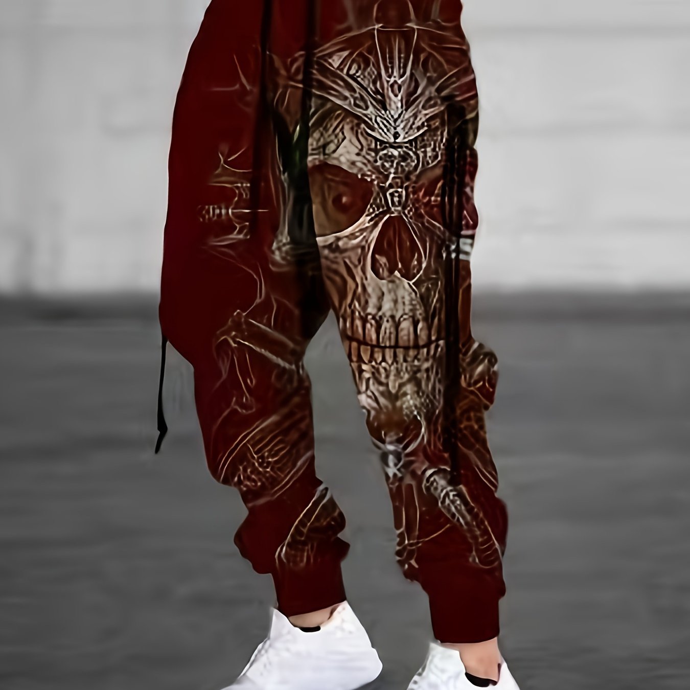 Halloween Skull Print, Men's Drawstring Sweatpants, Casual Comfy Jogger Pants, Men’s Clothing