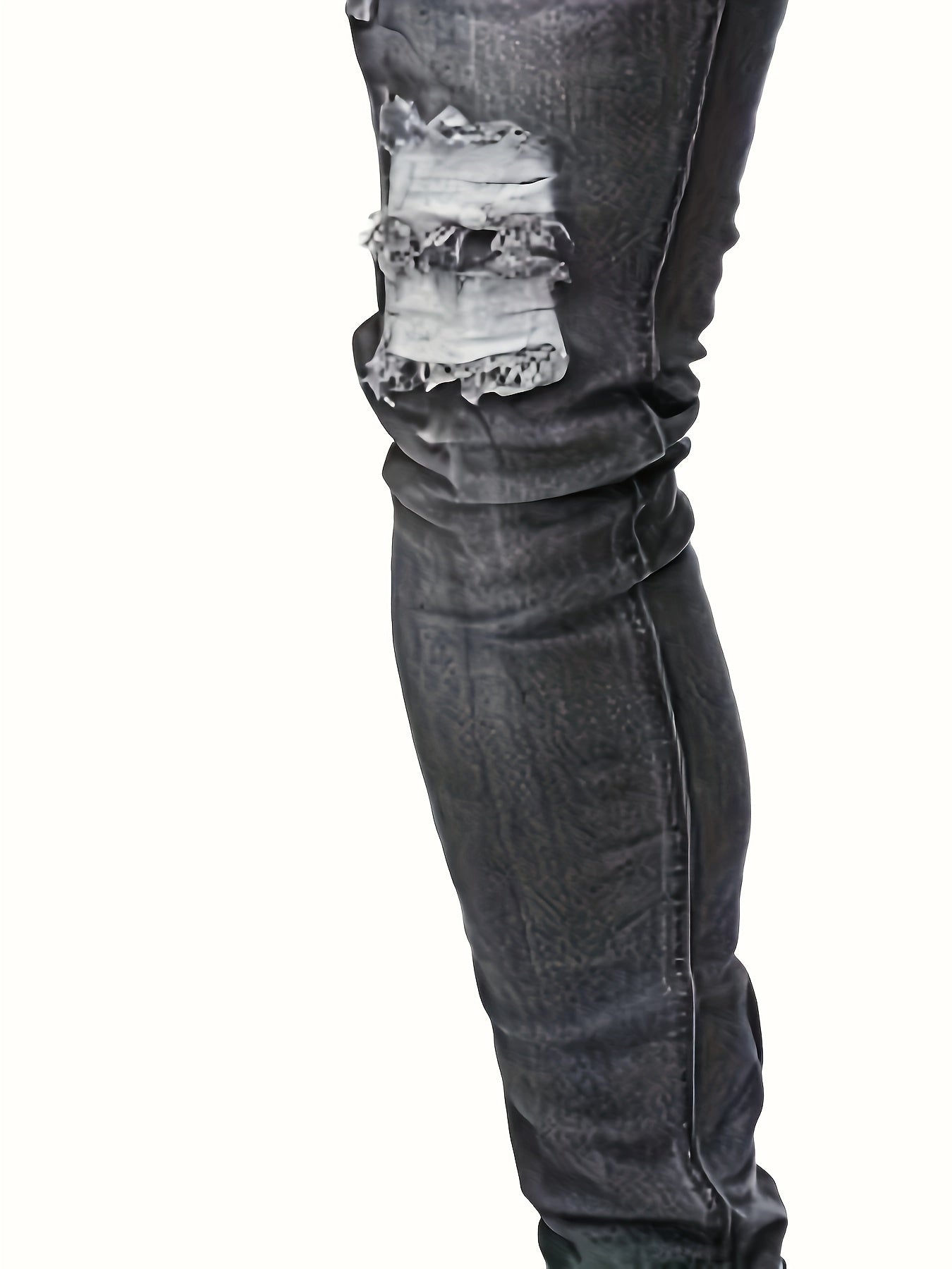 Mid Stretch Slim Fit Ripped Cotton Jeans, Men's Casual Street Style Distressed Denim Pants For Spring Summer