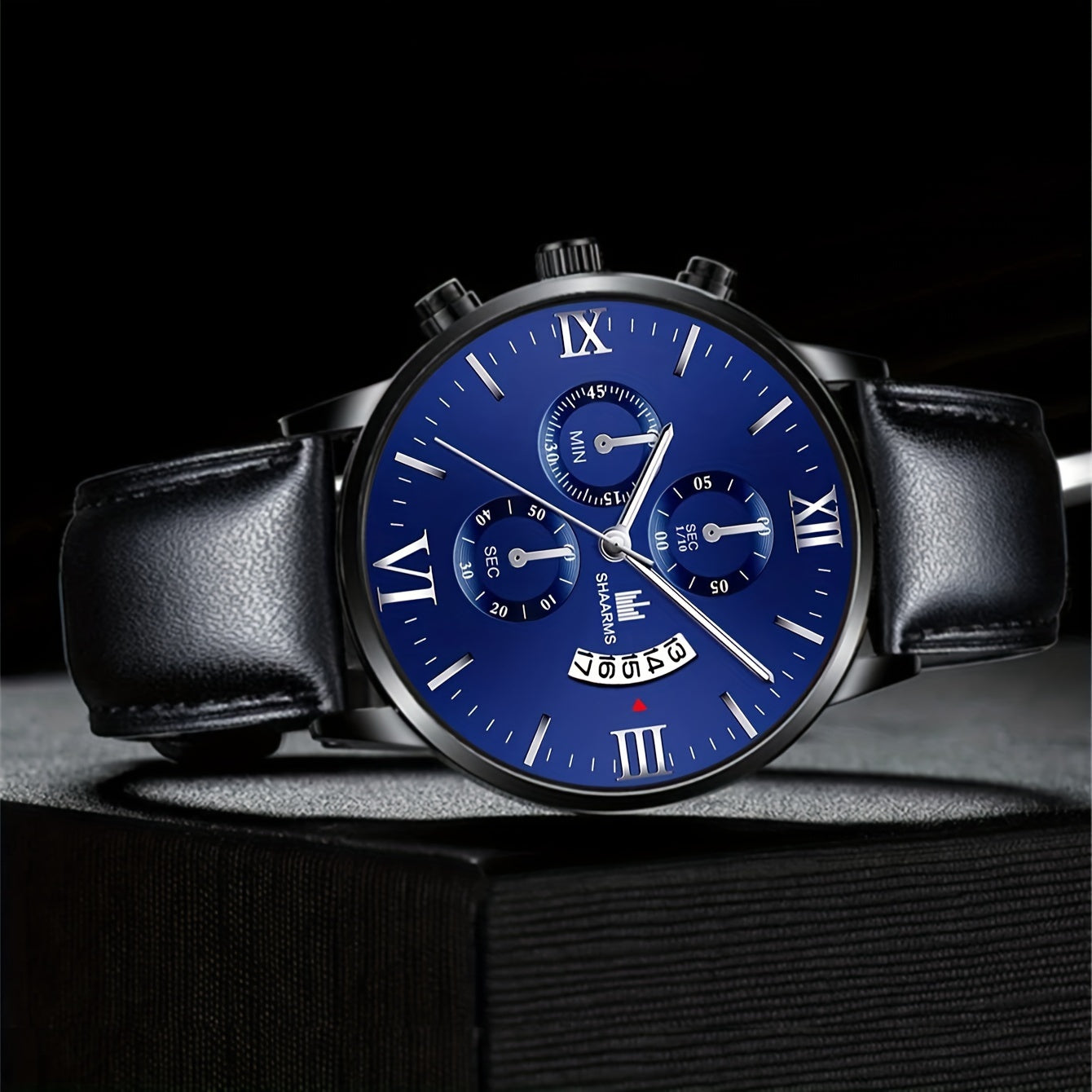 Casual Sports Men's Belt Quartz Watch & 2pcs Bracelets