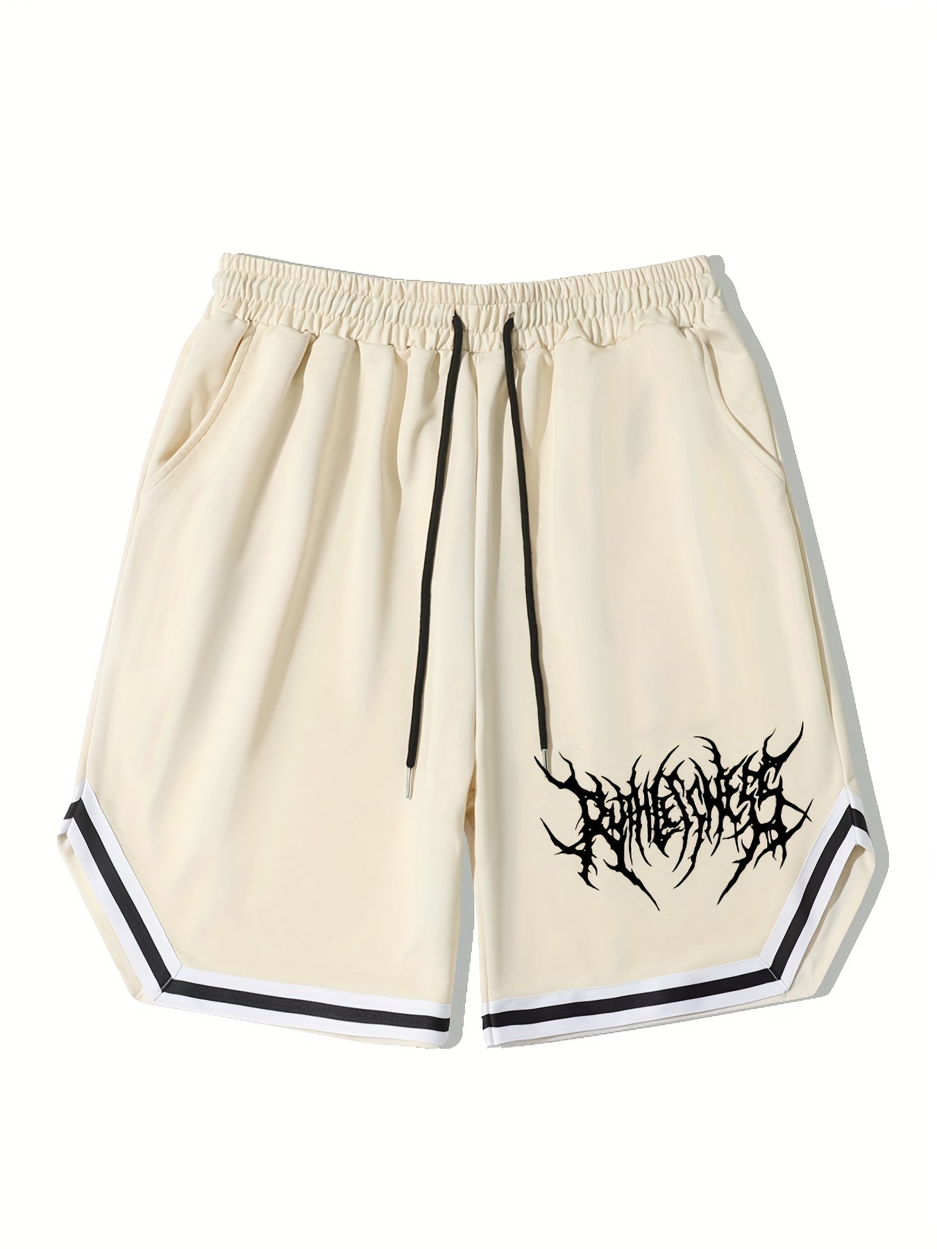 Men's Streetwear Shorts, Graphic Drawstring Stretchy Short Pants For Comfort & Casual Chic Style, Summer Clothings Men's Fashion Outfits
