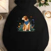 dog with plants and flowers women's casual hoodies