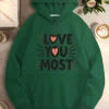 Heart LOVE YOU MOST women's casual hoodies
