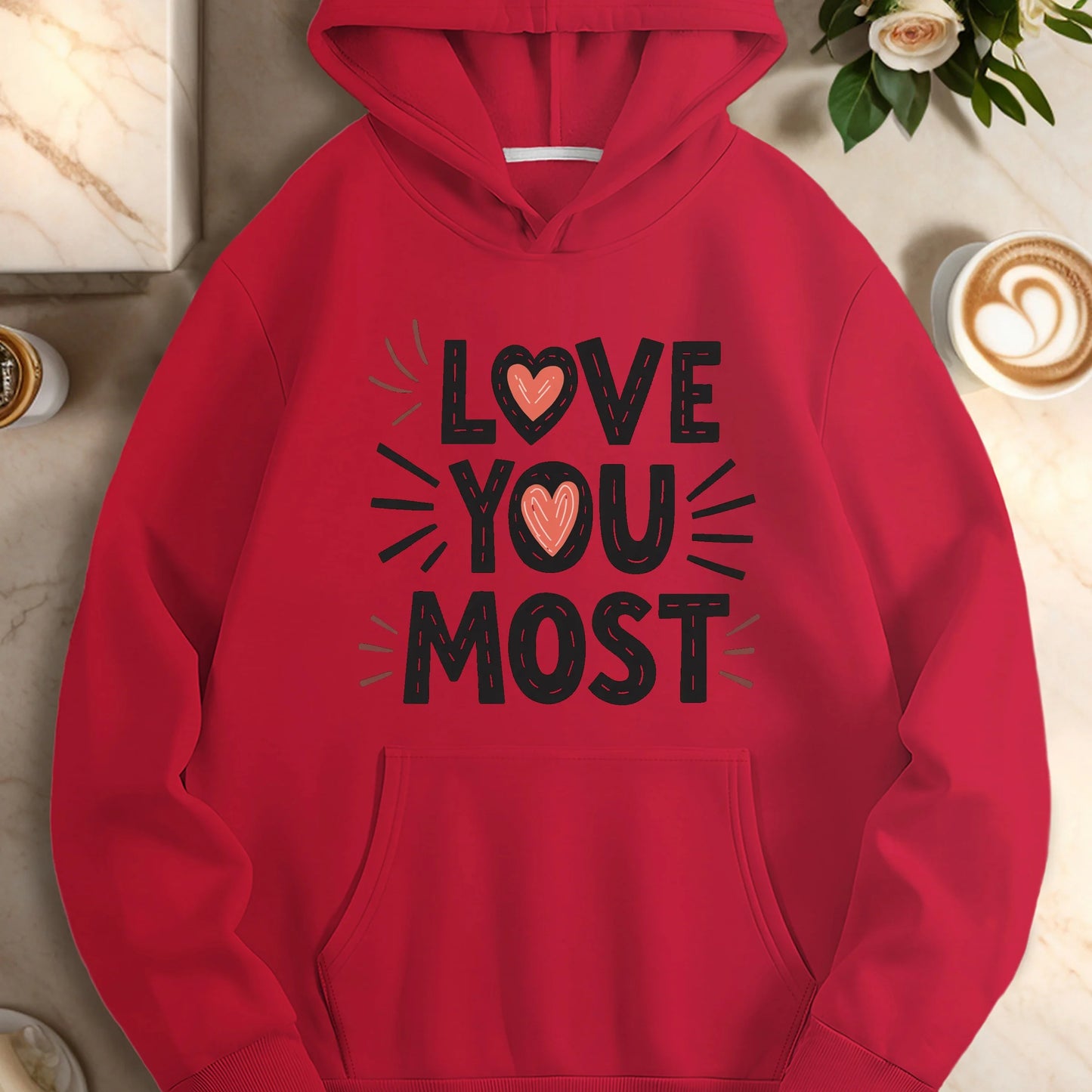 Heart LOVE YOU MOST women's casual hoodies