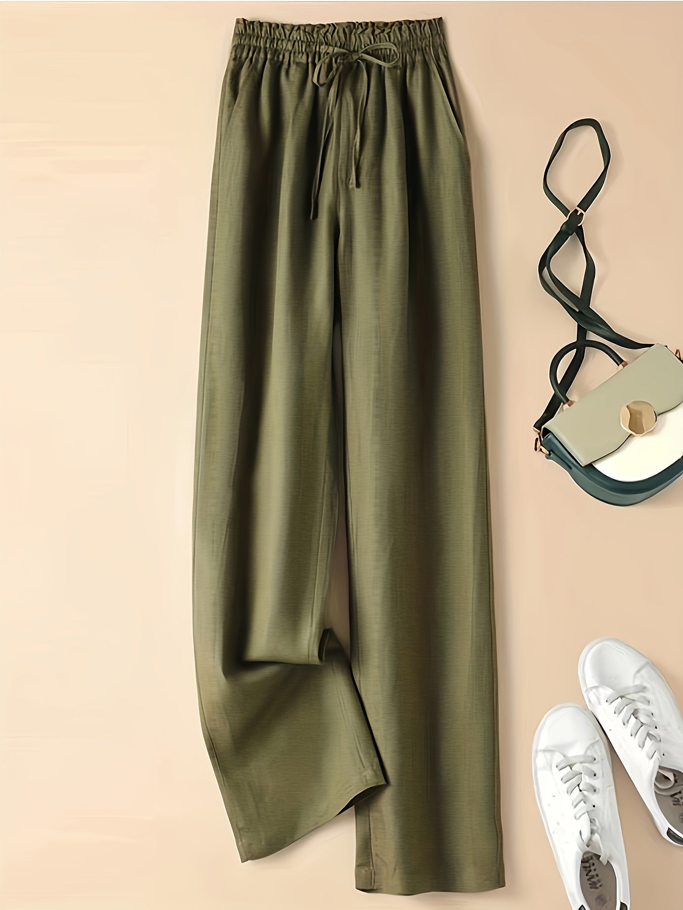 Women's Casual Wide Leg Pants with Elastic Waist for Comfortable Spring and Summer Wear