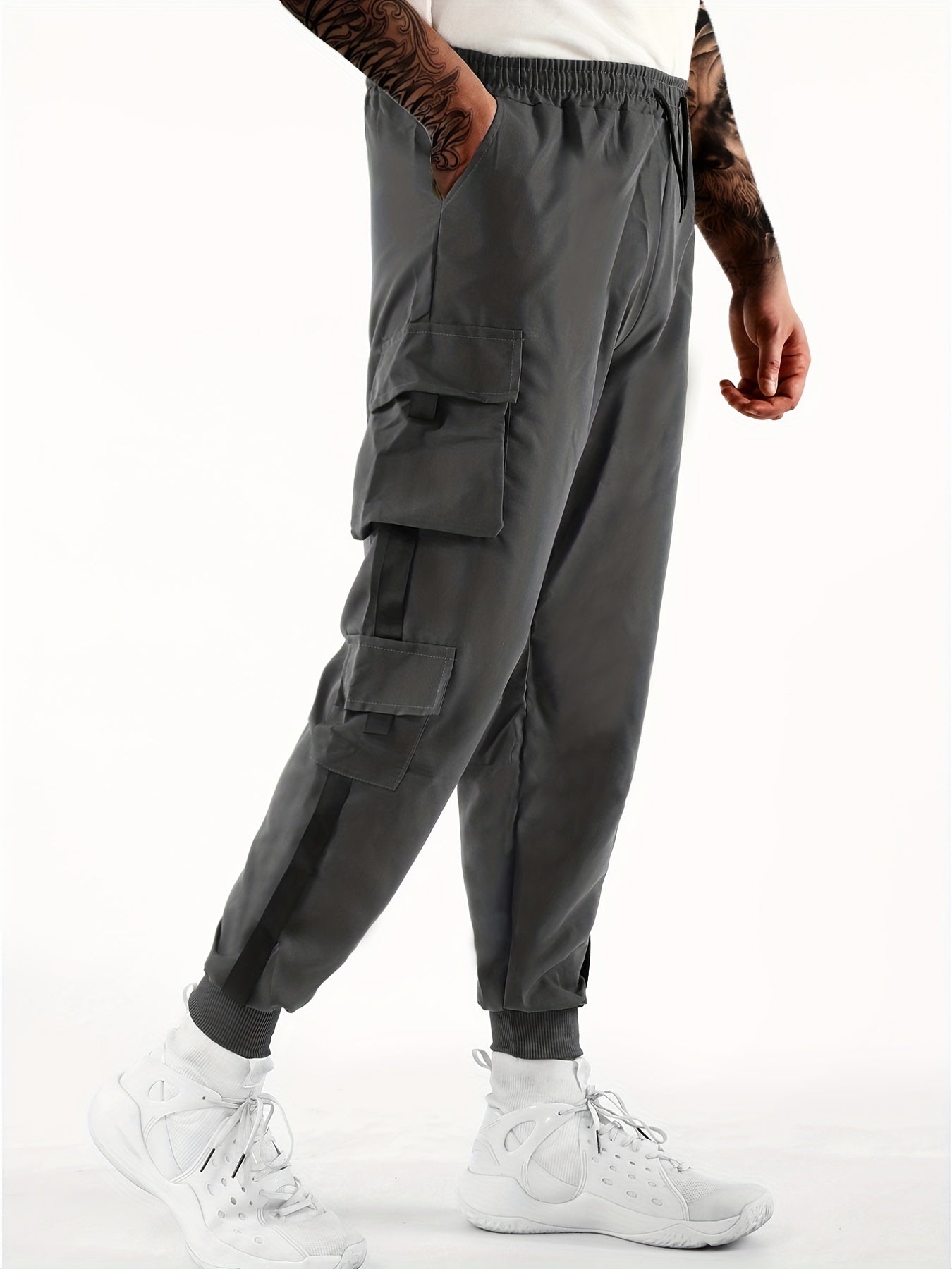 Classic Design Multi Flap Pockets Cargo Pants, Men's Casual Techwear Drawstring Cargo Pants Hip Hop Joggers For Autumn Summer Outdoor