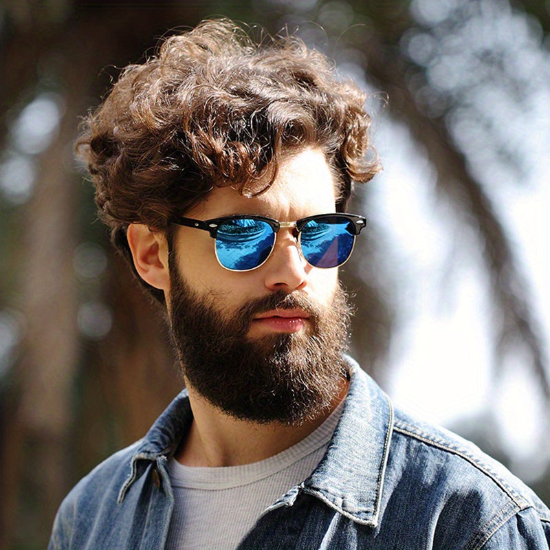 Classic Trendy Retro Eyebrow Design Polarized Sunglasses, For Men Women Outdoor Sports Party Vacation Travel Driving Fishing Supplies Photo Props, Ideal Choice For Gifts