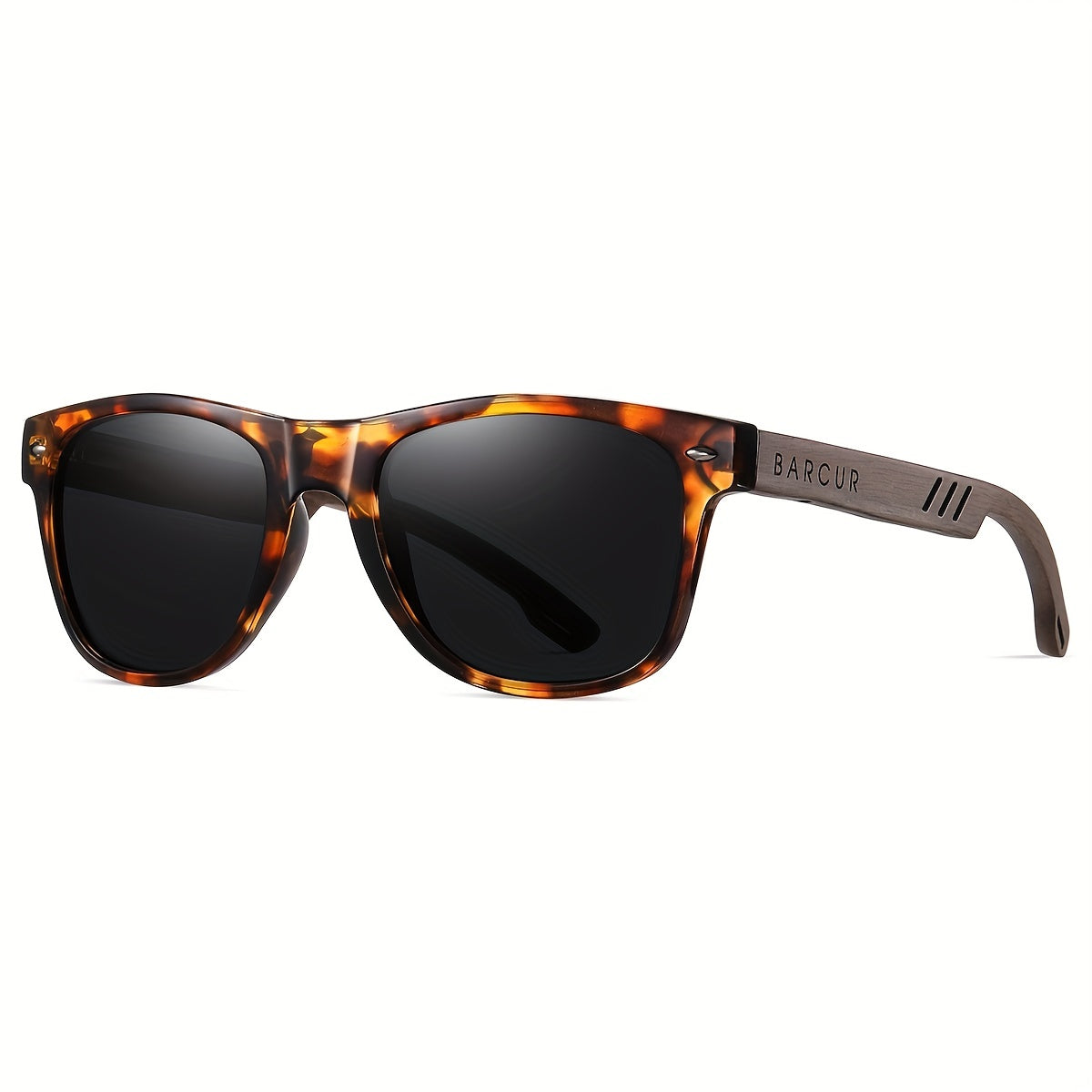 BARCUR, Classic Cool Wooden Temples Sunglasses, UV400 Polarized Sunglasses, For Men Women Holiday Outdoor Beach Vacation Travel Decors