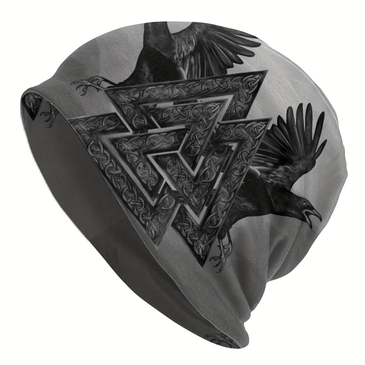 1pc Viking Thin Skullies Beanies Caps Hammer Of Thor Raven Wolf Hat For Unisex Ski Cap.
