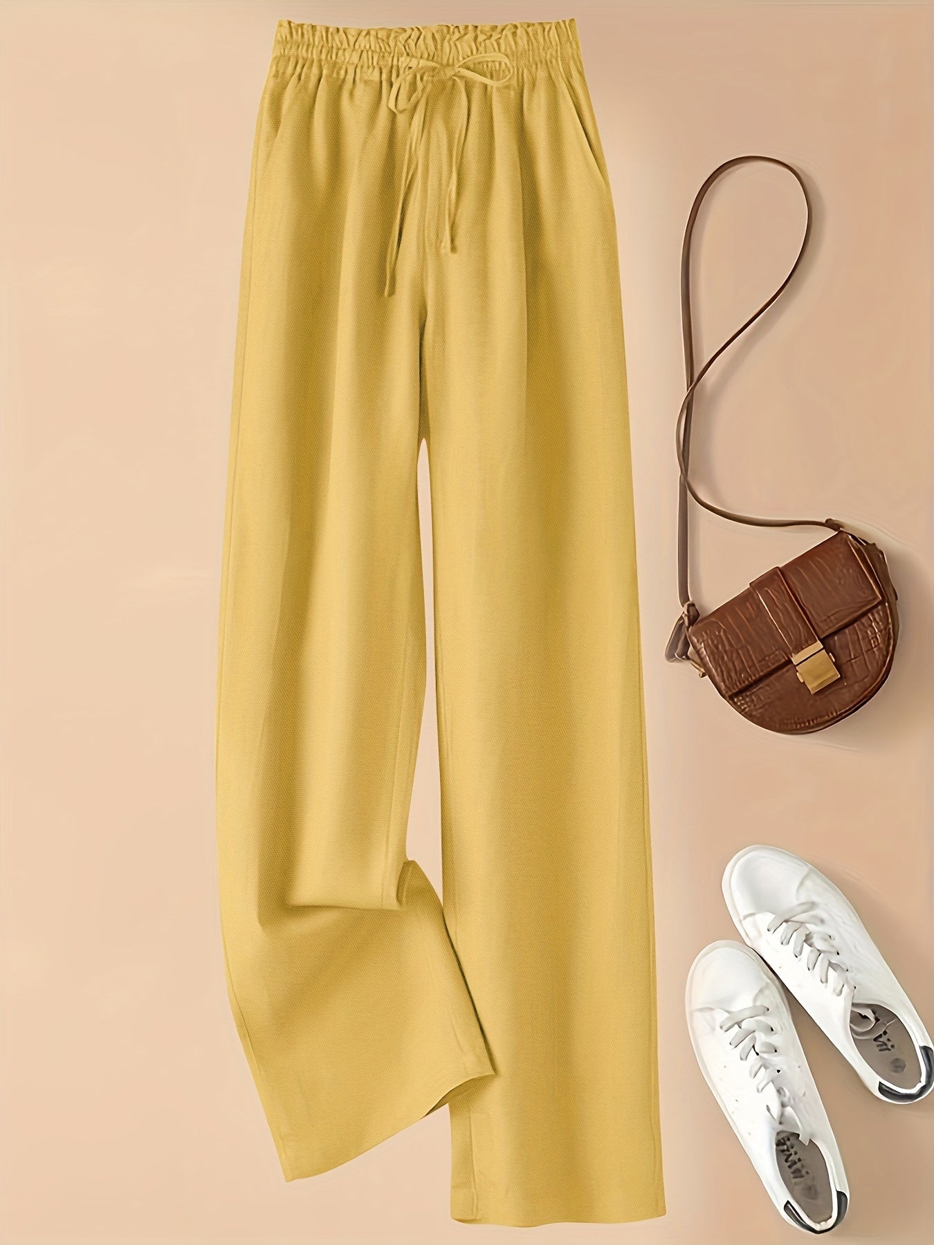 Women's Casual Wide Leg Pants with Elastic Waist for Comfortable Spring and Summer Wear