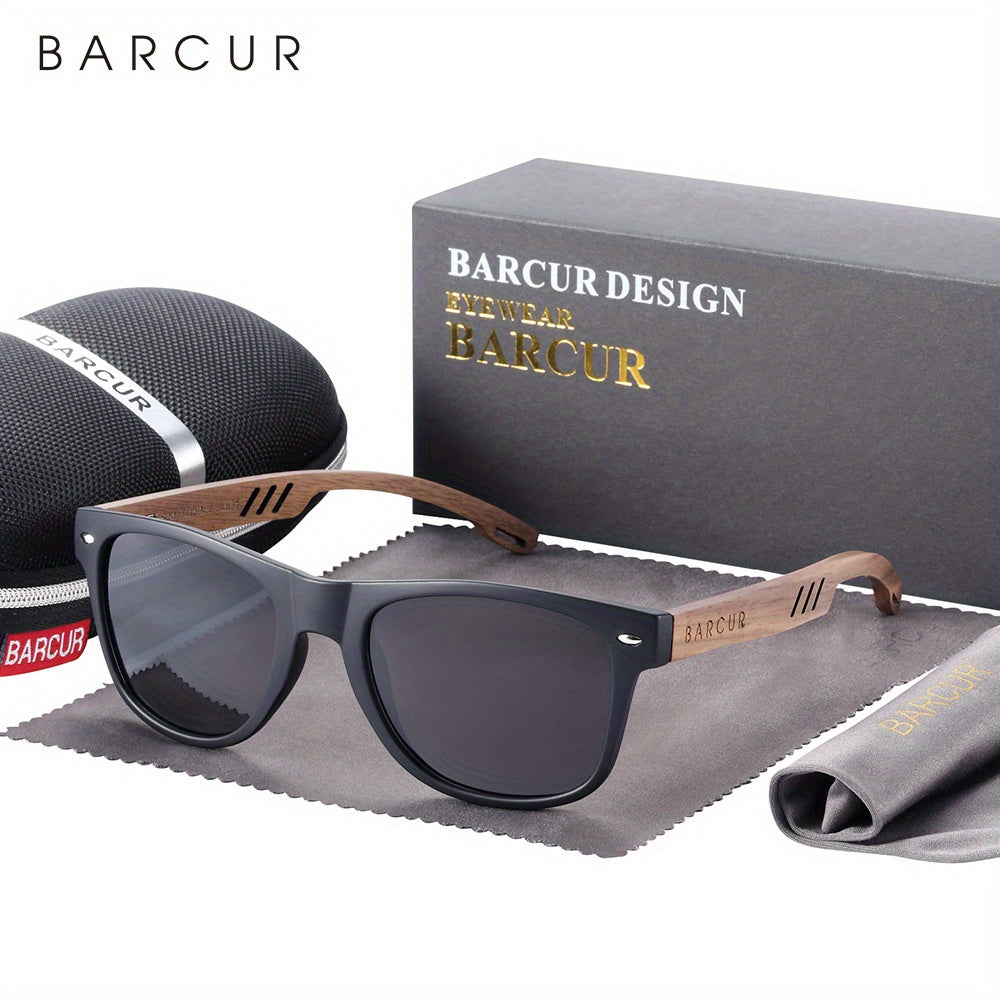 BARCUR, Classic Cool Wooden Temples Sunglasses, UV400 Polarized Sunglasses, For Men Women Holiday Outdoor Beach Vacation Travel Decors