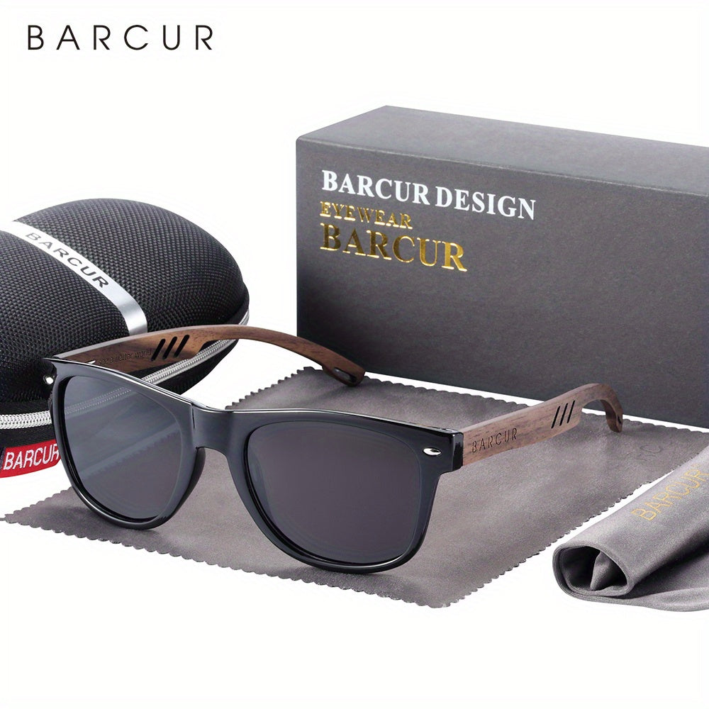 BARCUR, Classic Cool Wooden Temples Sunglasses, UV400 Polarized Sunglasses, For Men Women Holiday Outdoor Beach Vacation Travel Decors