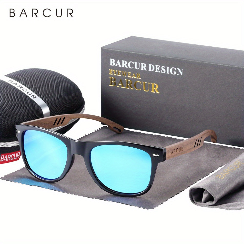 BARCUR, Classic Cool Wooden Temples Sunglasses, UV400 Polarized Sunglasses, For Men Women Holiday Outdoor Beach Vacation Travel Decors