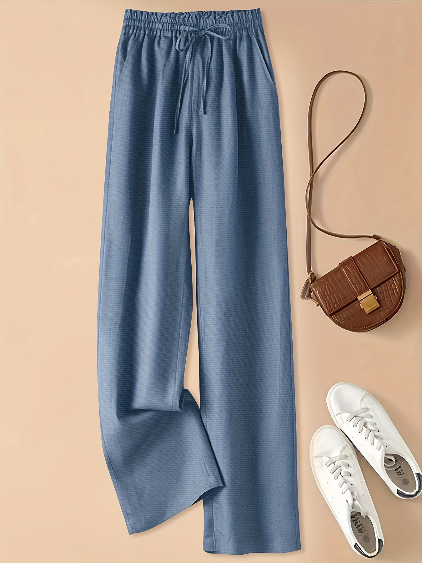 Women's Casual Wide Leg Pants with Elastic Waist for Comfortable Spring and Summer Wear