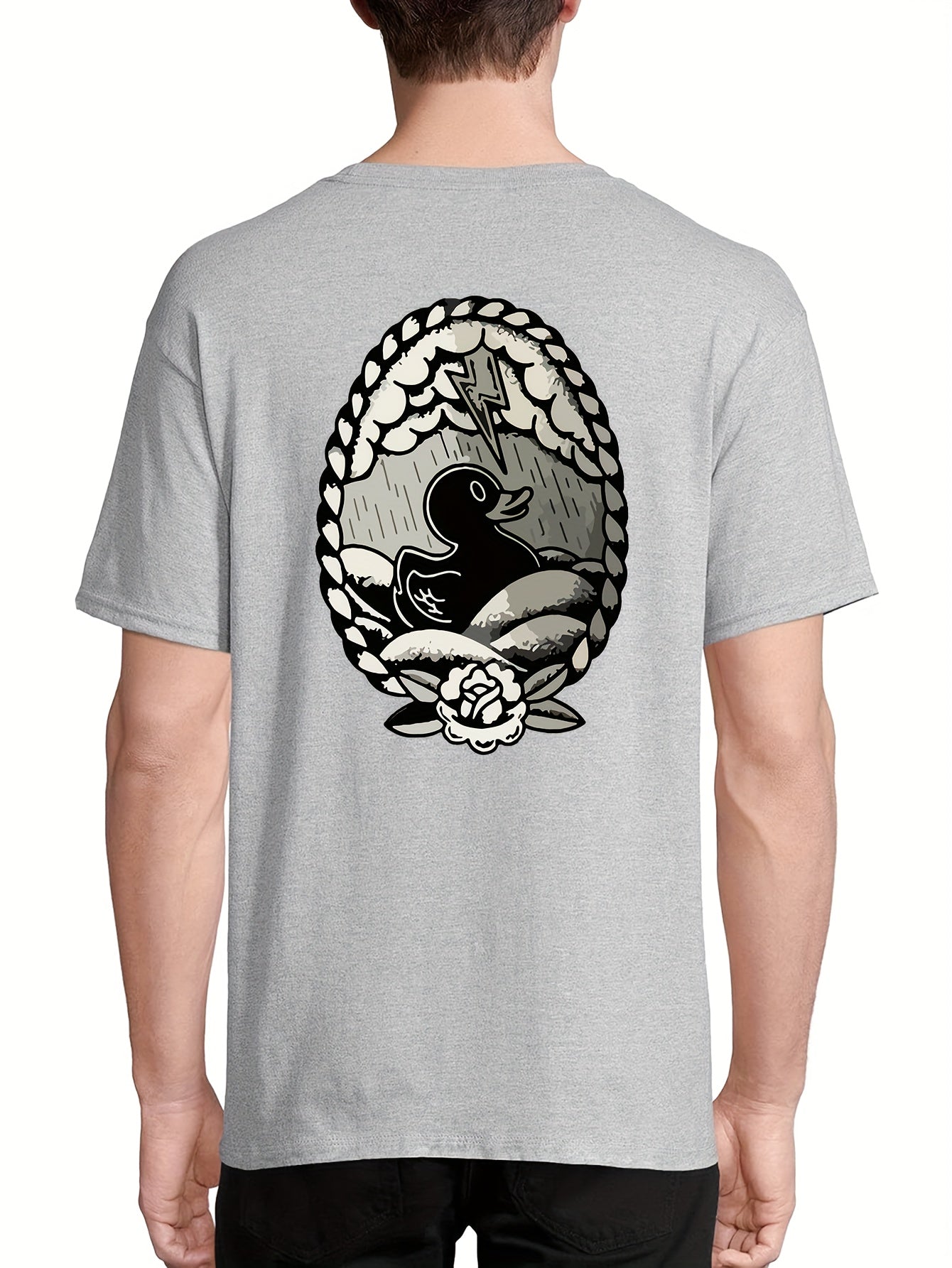 Duck Print, Men's Graphic Design Crew Neck T-shirt, Casual Comfy Tees Tshirts For Summer, Men's Clothing Tops For Daily Vacation Resorts