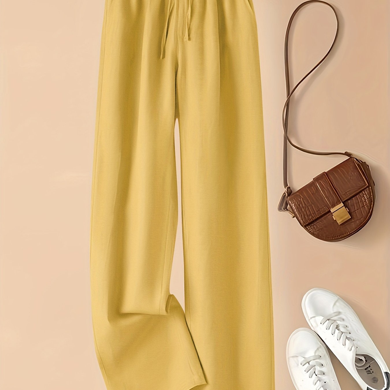 Women's Casual Wide Leg Pants with Elastic Waist for Comfortable Spring and Summer Wear