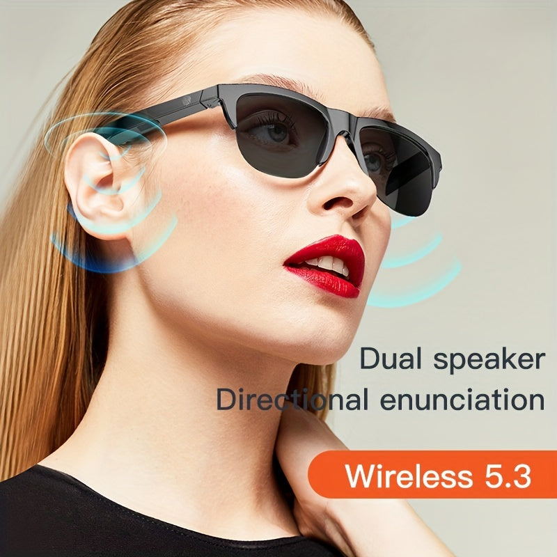 Wireless Smart Sunglasses with Dual Stereo Speakers and HD Mic for Outdoor Sports and Driving