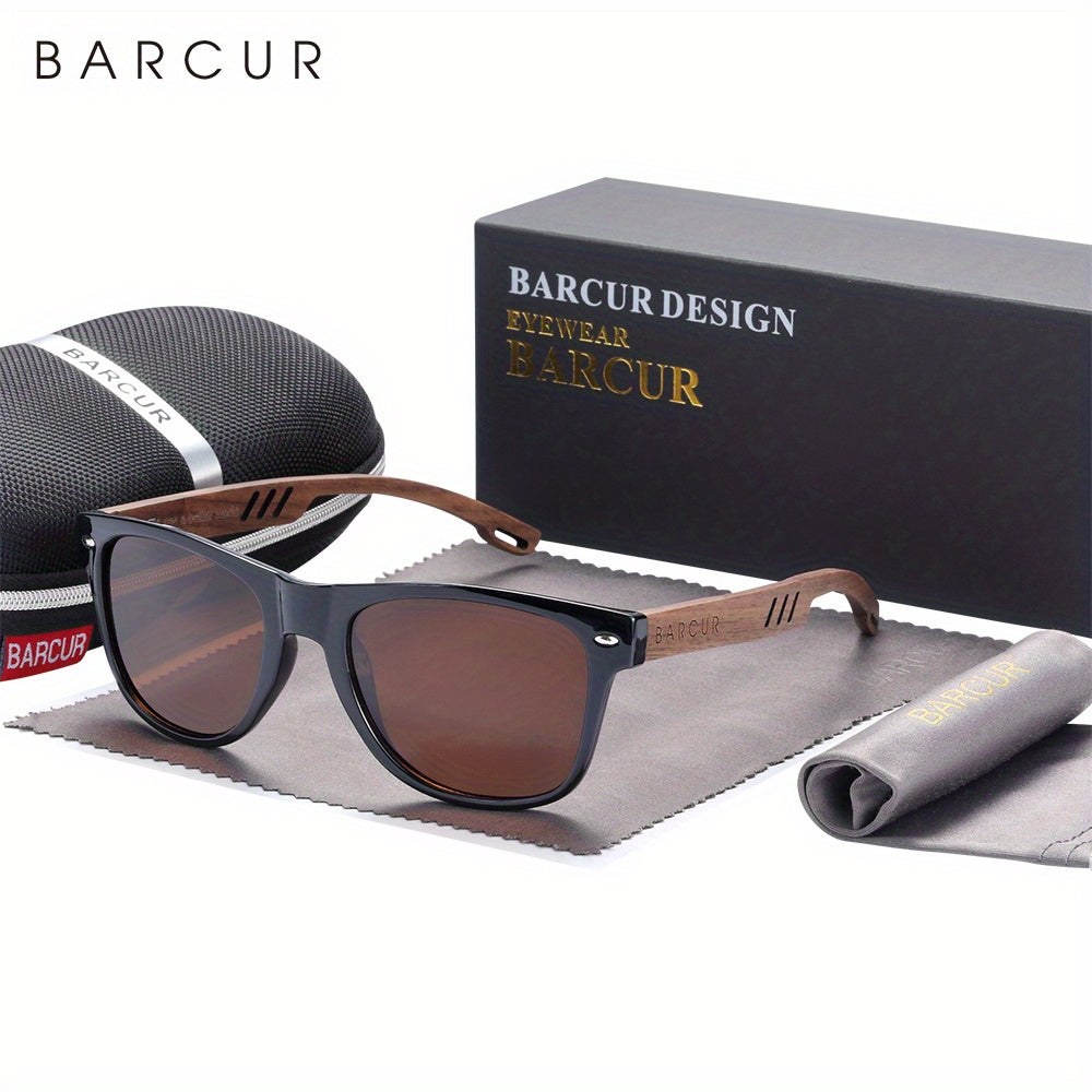 BARCUR, Classic Cool Wooden Temples Sunglasses, UV400 Polarized Sunglasses, For Men Women Holiday Outdoor Beach Vacation Travel Decors