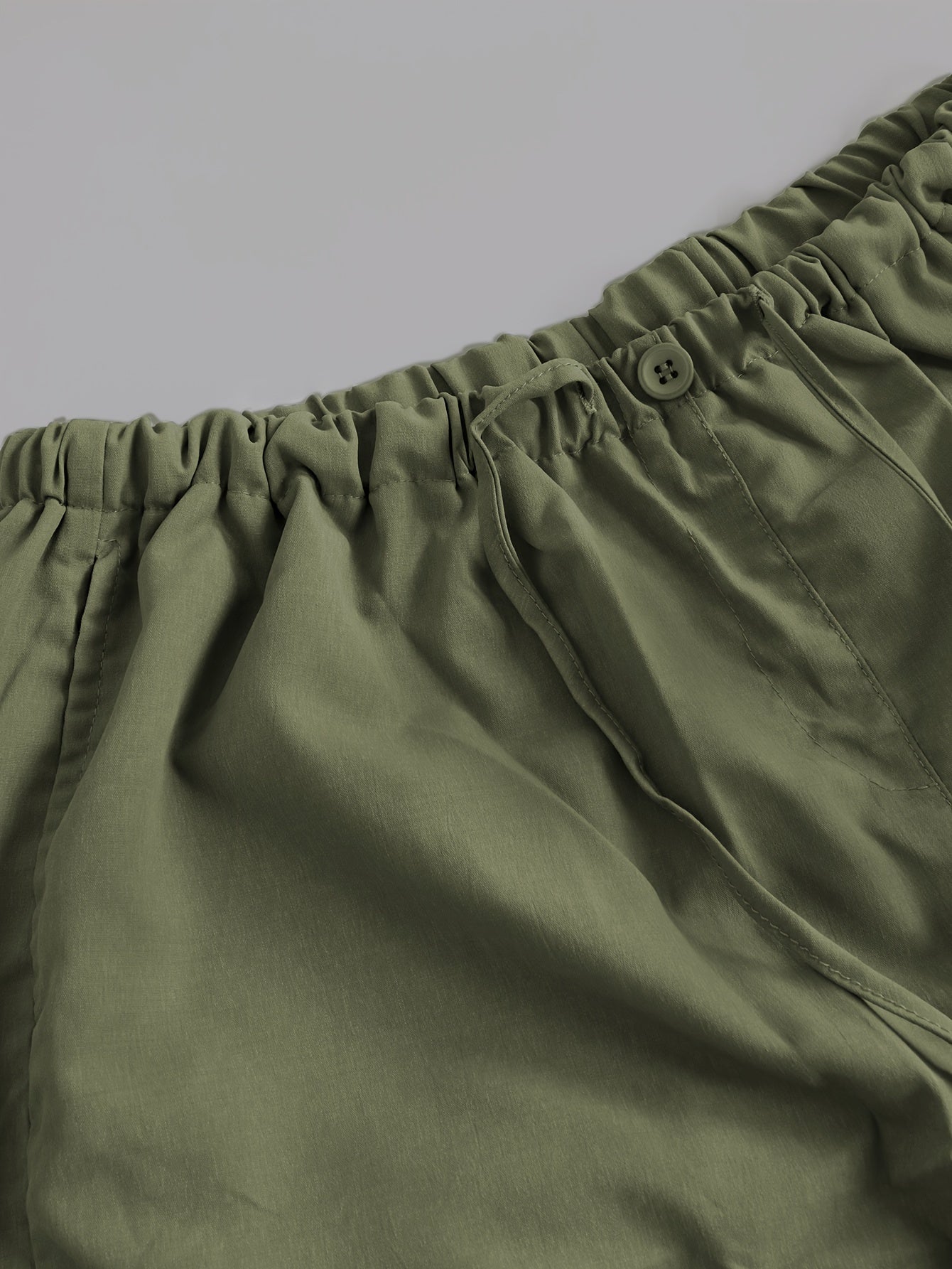 Y2K Loose Drawstring Cargo Pants, Casual Pocket High Waist Solid Wide Leg Fashion Comfy Pants, Women's Clothing