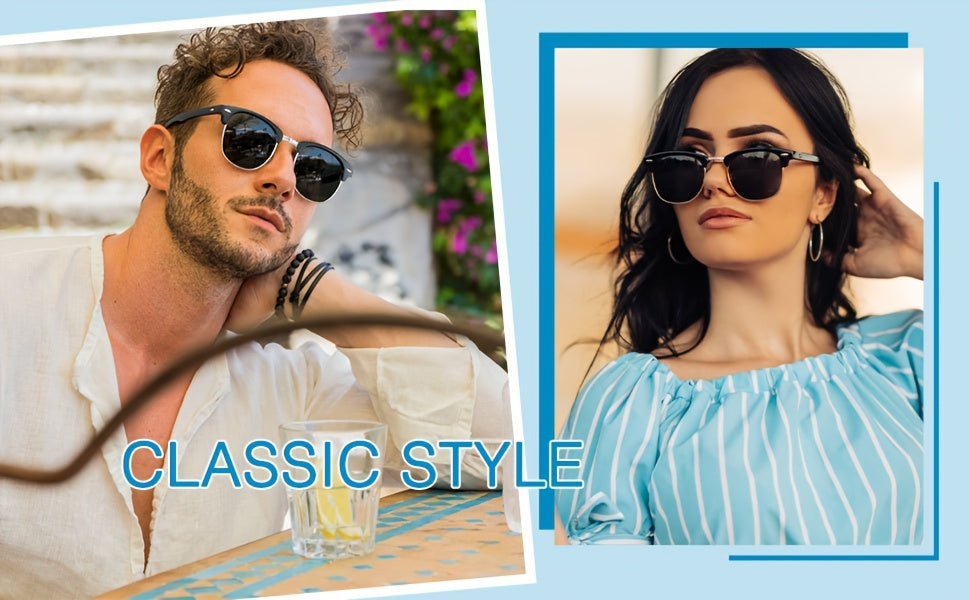 Classic Trendy Retro Eyebrow Design Polarized Sunglasses, For Men Women Outdoor Sports Party Vacation Travel Driving Fishing Supplies Photo Props, Ideal Choice For Gifts