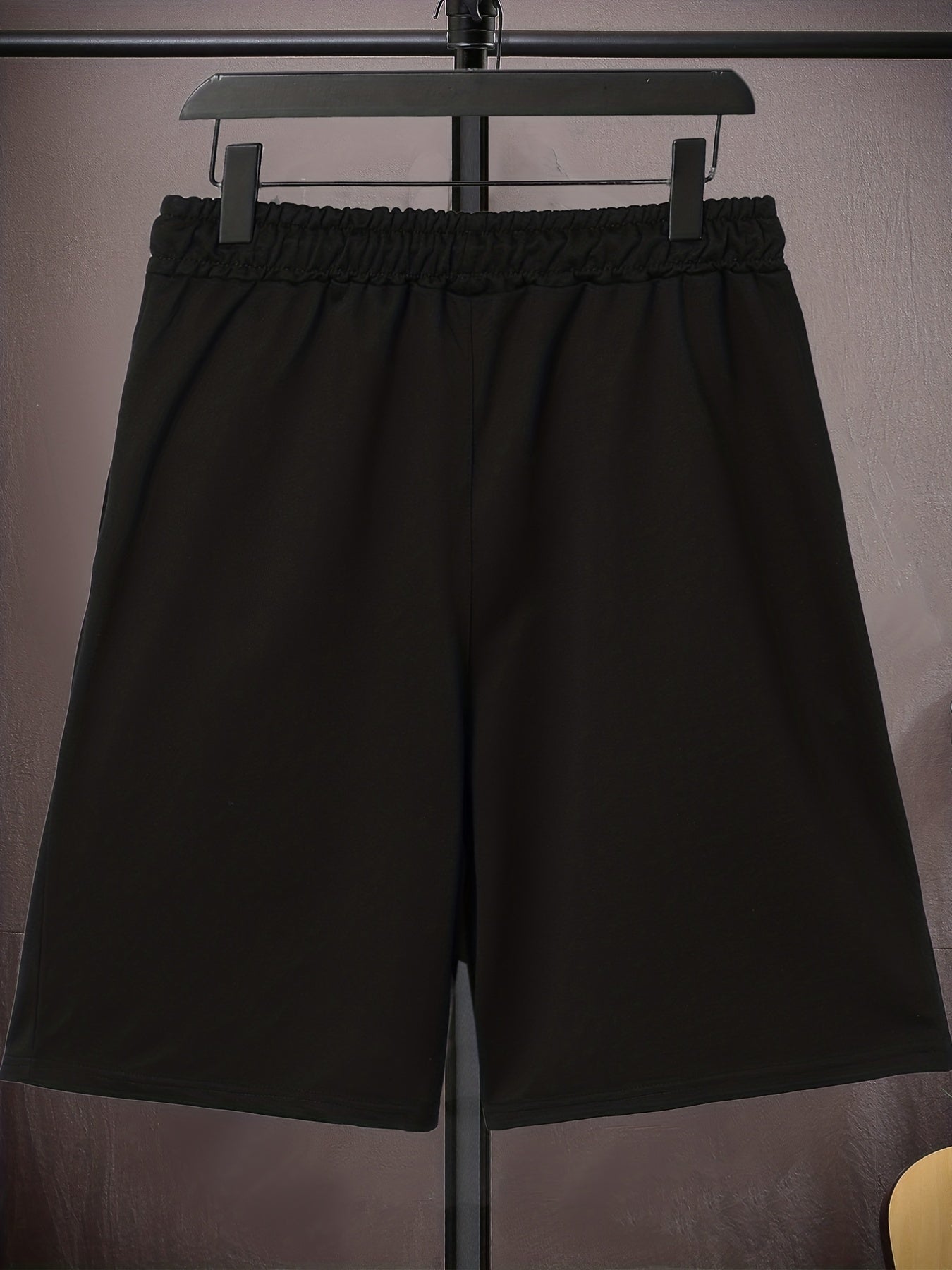 Men's Plus Size Drawstring Shorts - "MY BACK IS NOT A VOICEMAIL" Print, Oversized Black Sports Pants for Big and Tall, Elastic Waistband, Polyester, Casual Style for Spring/Summer, PLUS SIZE
