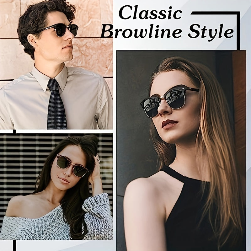 Classic Trendy Retro Eyebrow Design Polarized Sunglasses, For Men Women Outdoor Sports Party Vacation Travel Driving Fishing Supplies Photo Props, Ideal Choice For Gifts