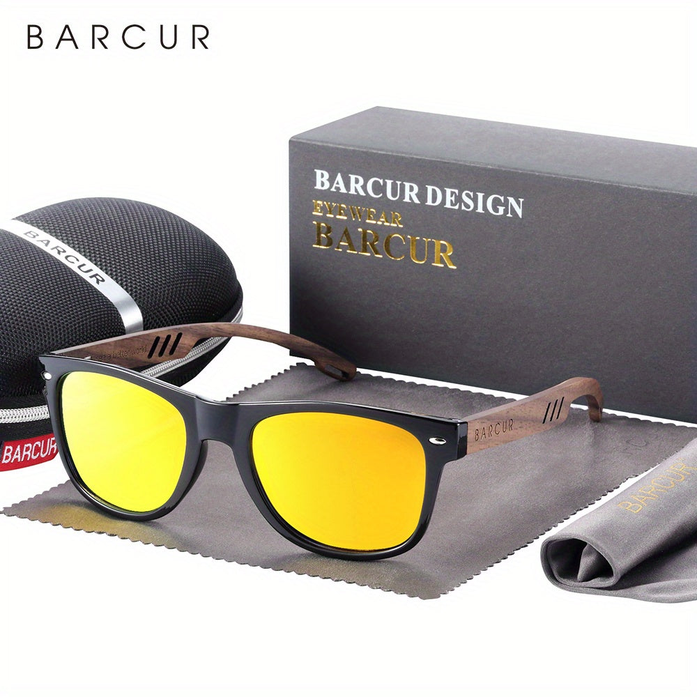 BARCUR, Classic Cool Wooden Temples Sunglasses, UV400 Polarized Sunglasses, For Men Women Holiday Outdoor Beach Vacation Travel Decors