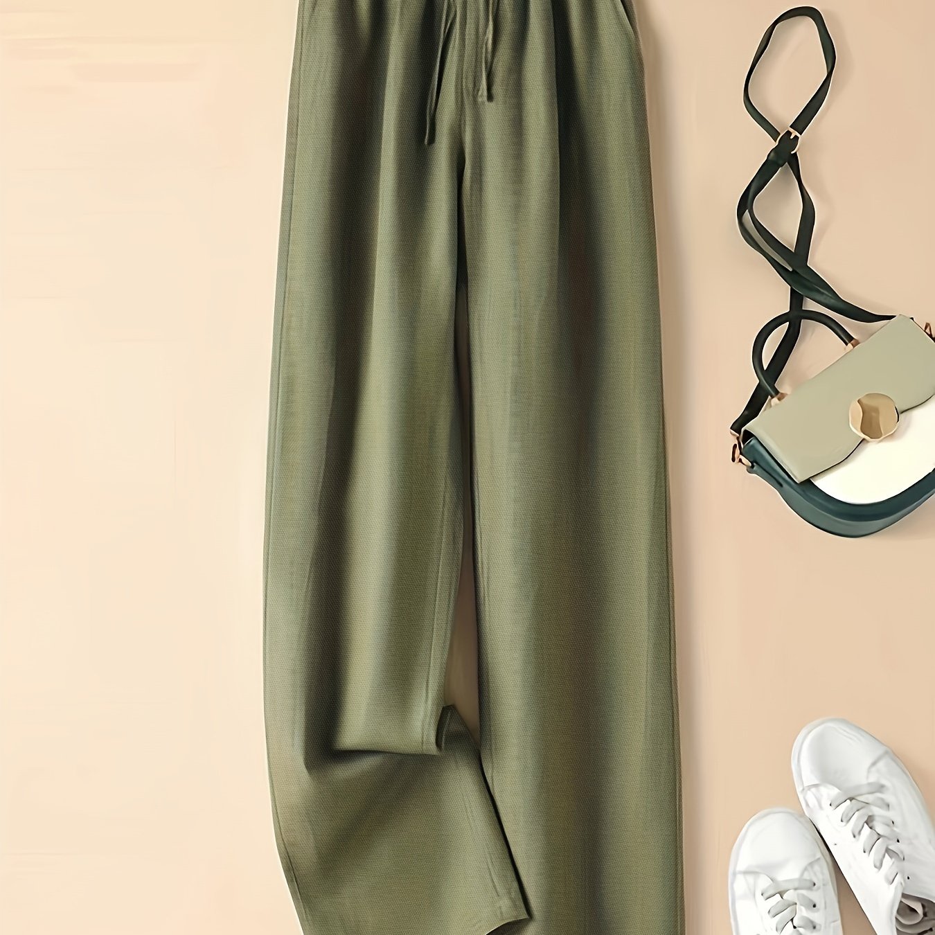 Women's Casual Wide Leg Pants with Elastic Waist for Comfortable Spring and Summer Wear