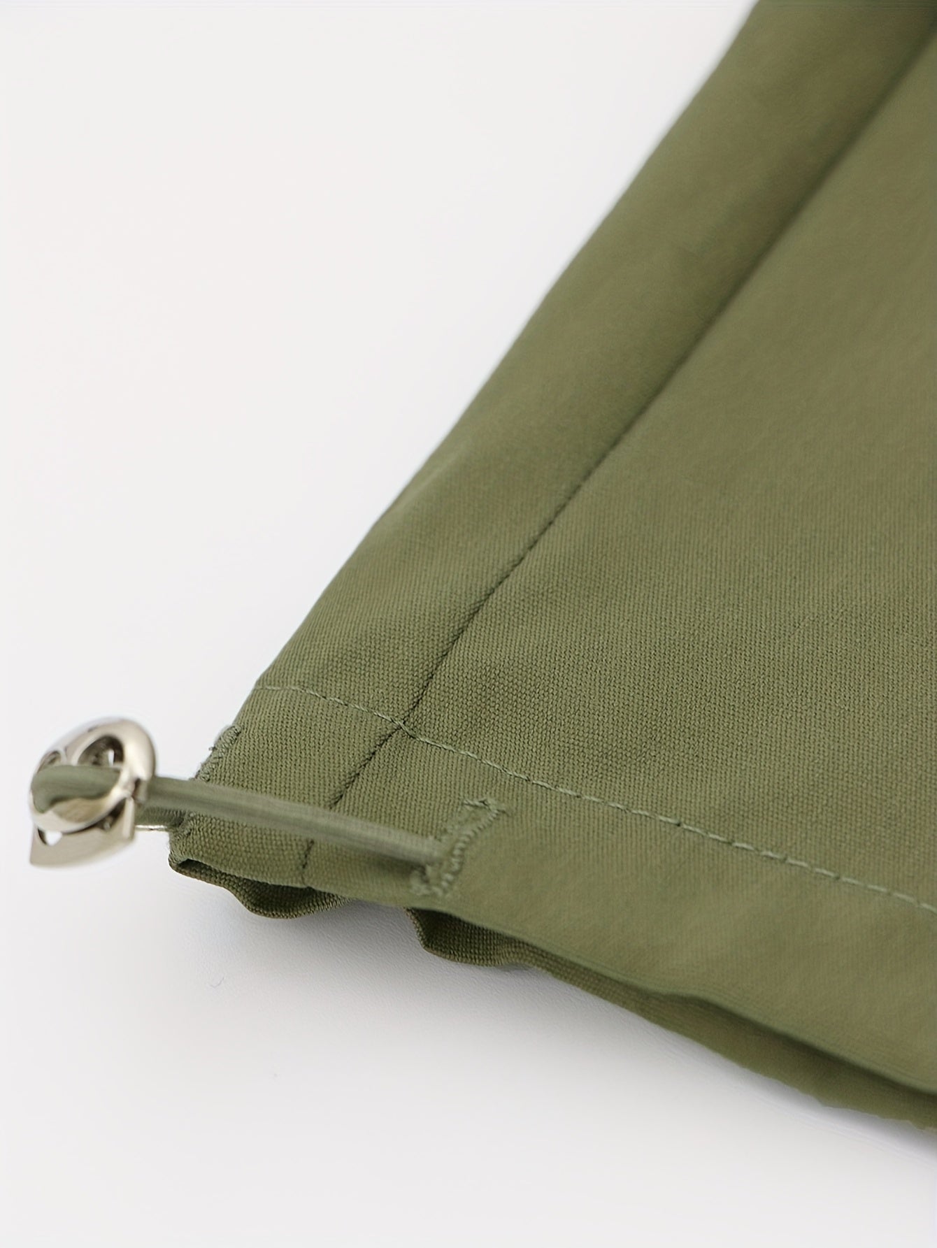 Y2K Loose Drawstring Cargo Pants, Casual Pocket High Waist Solid Wide Leg Fashion Comfy Pants, Women's Clothing
