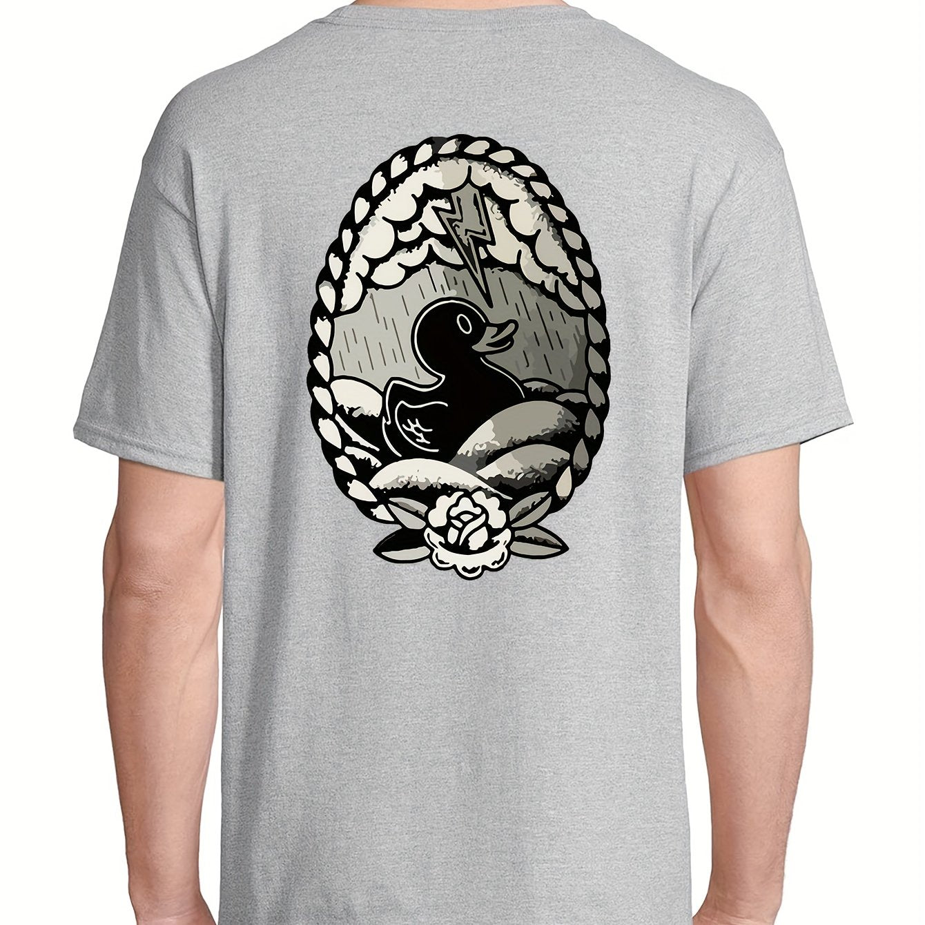 Duck Print, Men's Graphic Design Crew Neck T-shirt, Casual Comfy Tees Tshirts For Summer, Men's Clothing Tops For Daily Vacation Resorts