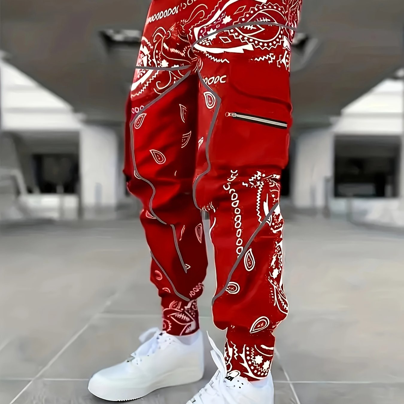 Multi Pocket Loose Fit Cargo Pants, Men's Casual Street Style Joggers with Drawstring for Spring Summer Outdoor Activities