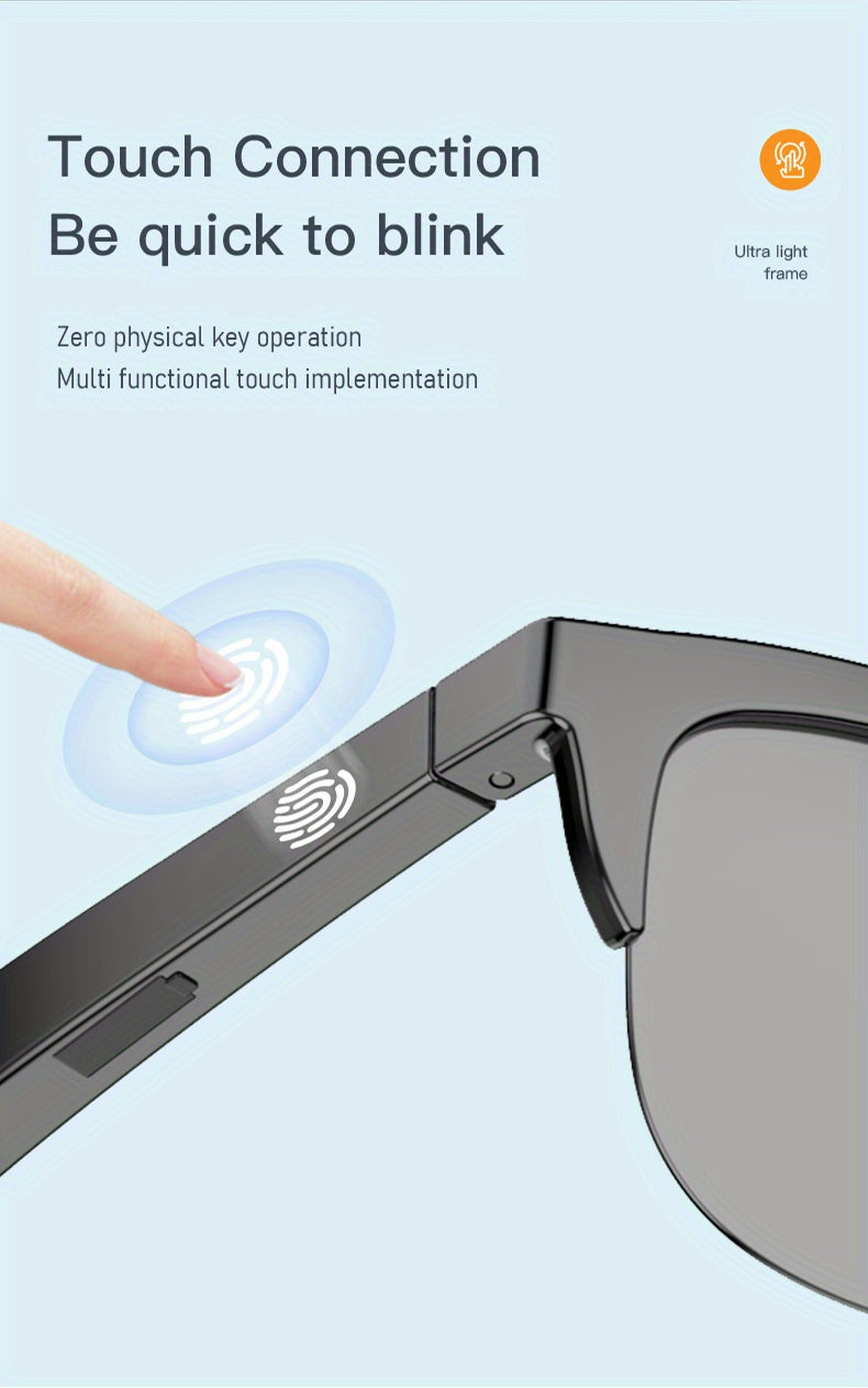 Wireless Smart Sunglasses with Dual Stereo Speakers and HD Mic for Outdoor Sports and Driving