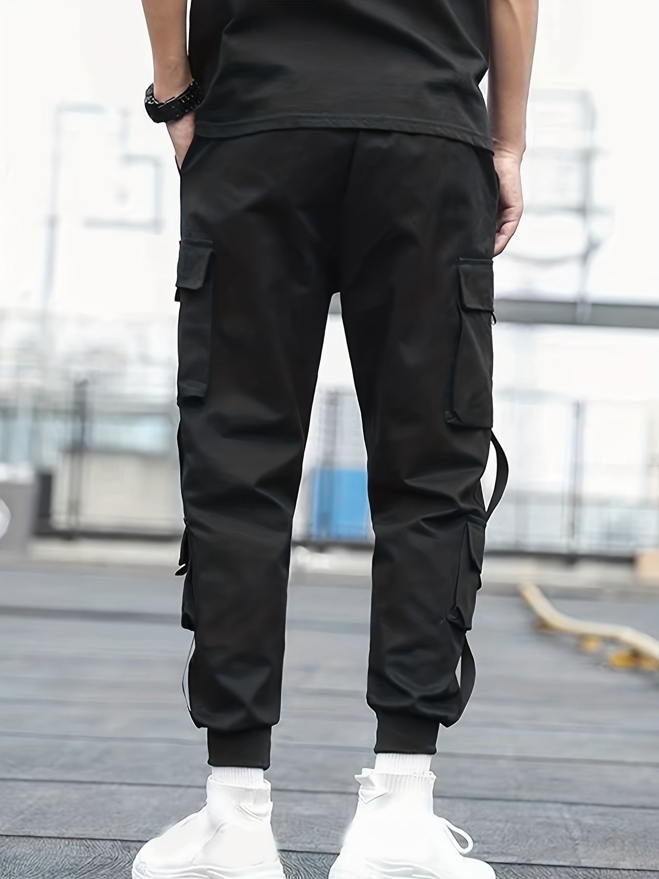 Classic Design Multi Flap Pockets Cargo Pants, Men's Casual Techwear Drawstring Cargo Pants Hip Hop Joggers For Autumn Summer Outdoor