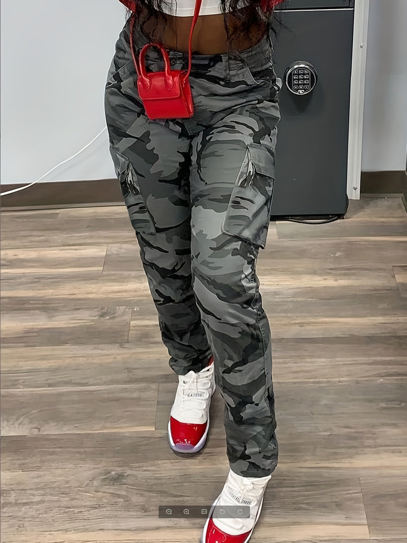 Camo Print Cargo Pants, Casual Long Length Versatile Pants With Pockets, Women's Clothing