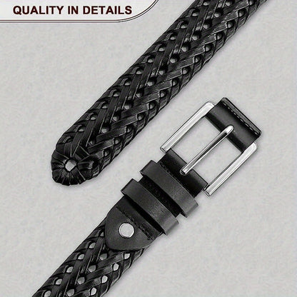 Men's Casual Sports Hollow Woven Belt Leather Pants Jeans Belt, Ideal choice for Gifts