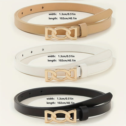 4pcs PU Leather Belts For Women Skinny Waist Belts With Metal Buckle Solid Color Simple Pin Buckle Thin Belt For Pants Jeans Dresses