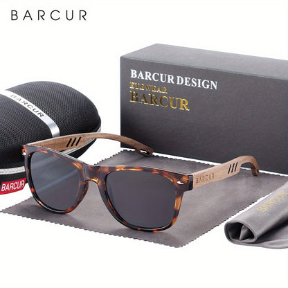 BARCUR, Classic Cool Wooden Temples Sunglasses, UV400 Polarized Sunglasses, For Men Women Holiday Outdoor Beach Vacation Travel Decors