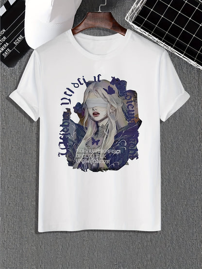 Funny Skeleton Print, Men's Graphic Design Crew Neck Active T-shirt, Casual Comfy Tees Tshirts For Summer, Men's Clothing Tops For Daily Gym Workout Running