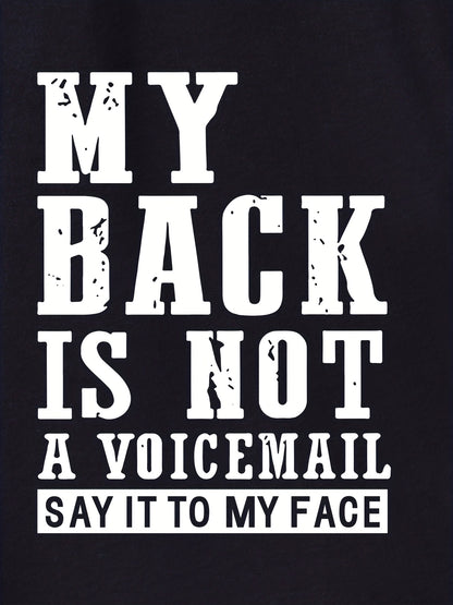 Men's Plus Size Drawstring Shorts - "MY BACK IS NOT A VOICEMAIL" Print, Oversized Black Sports Pants for Big and Tall, Elastic Waistband, Polyester, Casual Style for Spring/Summer, PLUS SIZE