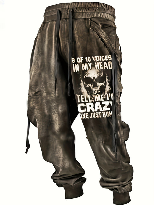 Halloween Skull Print, Men's Drawstring Sweatpants, Casual Comfy Jogger Pants, Men’s Clothing