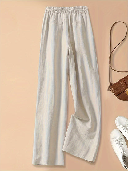Women's Casual Wide Leg Pants with Elastic Waist for Comfortable Spring and Summer Wear