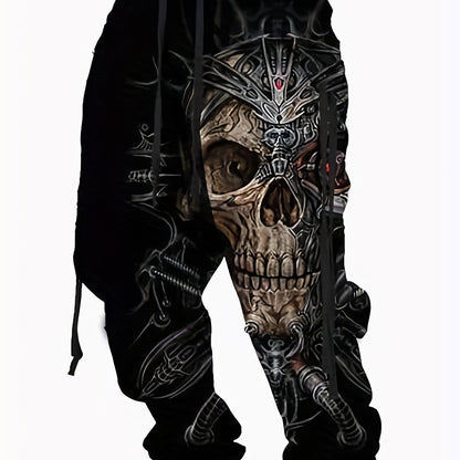 Halloween Skull Print, Men's Drawstring Sweatpants, Casual Comfy Jogger Pants, Men’s Clothing
