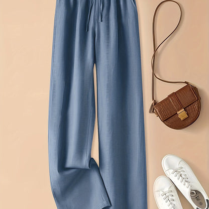 Women's Casual Wide Leg Pants with Elastic Waist for Comfortable Spring and Summer Wear
