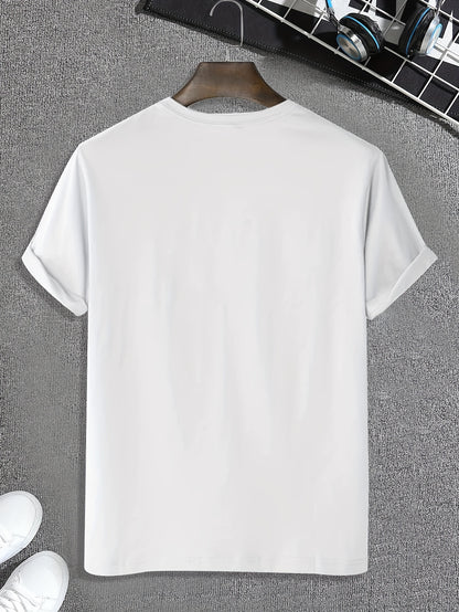 Funny Skeleton Print, Men's Graphic Design Crew Neck Active T-shirt, Casual Comfy Tees Tshirts For Summer, Men's Clothing Tops For Daily Gym Workout Running