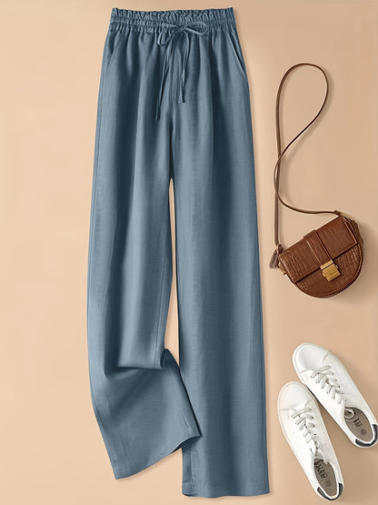 Women's Casual Wide Leg Pants with Elastic Waist for Comfortable Spring and Summer Wear