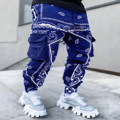Multi Pocket Loose Fit Cargo Pants, Men's Casual Street Style Joggers with Drawstring for Spring Summer Outdoor Activities
