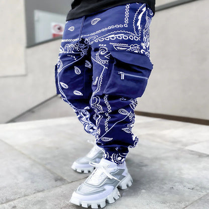 Multi Pocket Loose Fit Cargo Pants, Men's Casual Street Style Joggers with Drawstring for Spring Summer Outdoor Activities