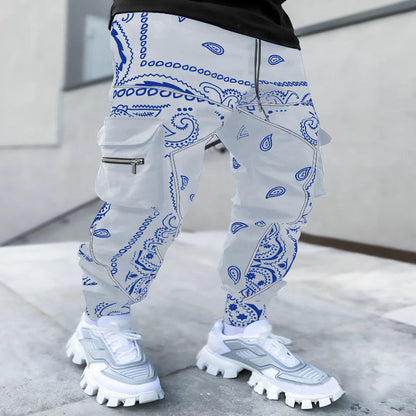 Multi Pocket Loose Fit Cargo Pants, Men's Casual Street Style Joggers with Drawstring for Spring Summer Outdoor Activities