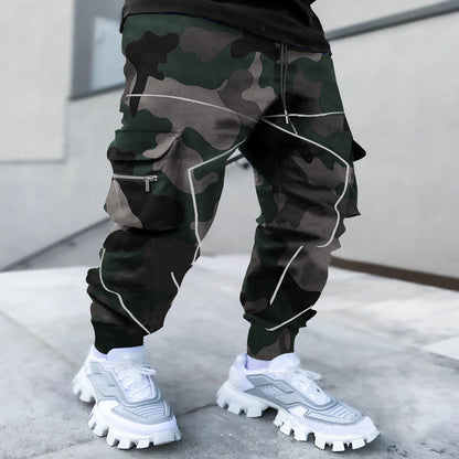 Multi Pocket Loose Fit Cargo Pants, Men's Casual Street Style Joggers with Drawstring for Spring Summer Outdoor Activities